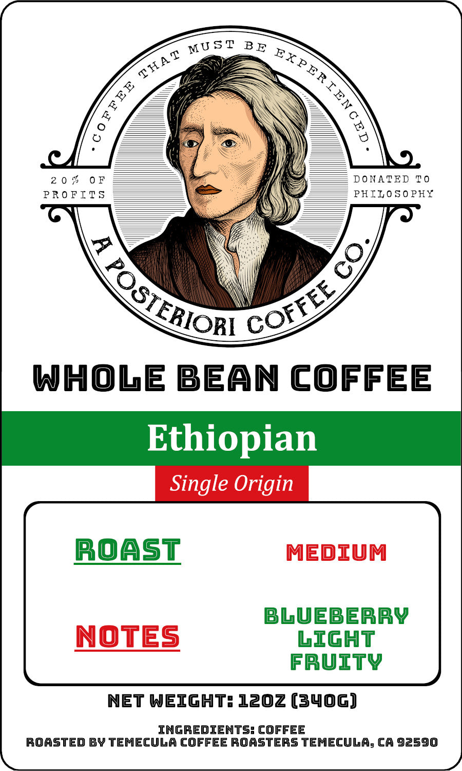 Ethiopian Single Origin 12 oz Whole Bean